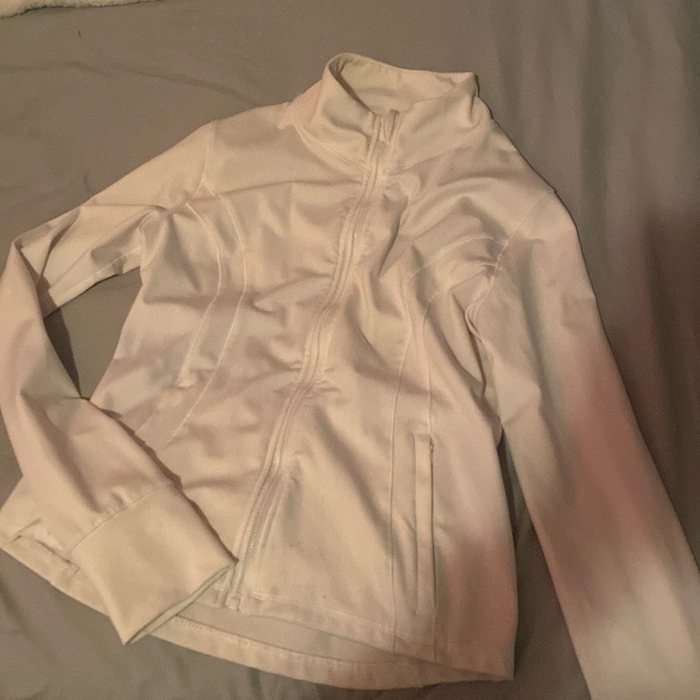 M White Yoga Tight Zip Up - Front and Inside Pockets